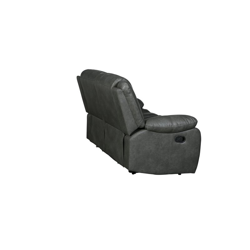 Titan Furnishings Transitional Faux Leather Reclining Sofa Set in Gray
