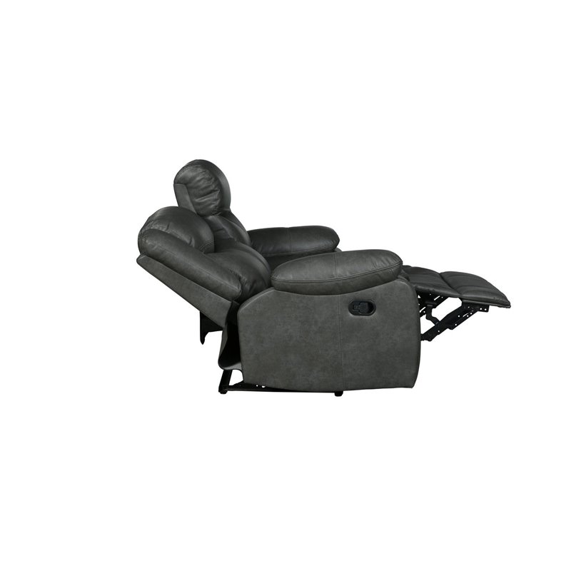 Titan Furnishings Transitional Faux Leather Reclining Sofa Set in Gray