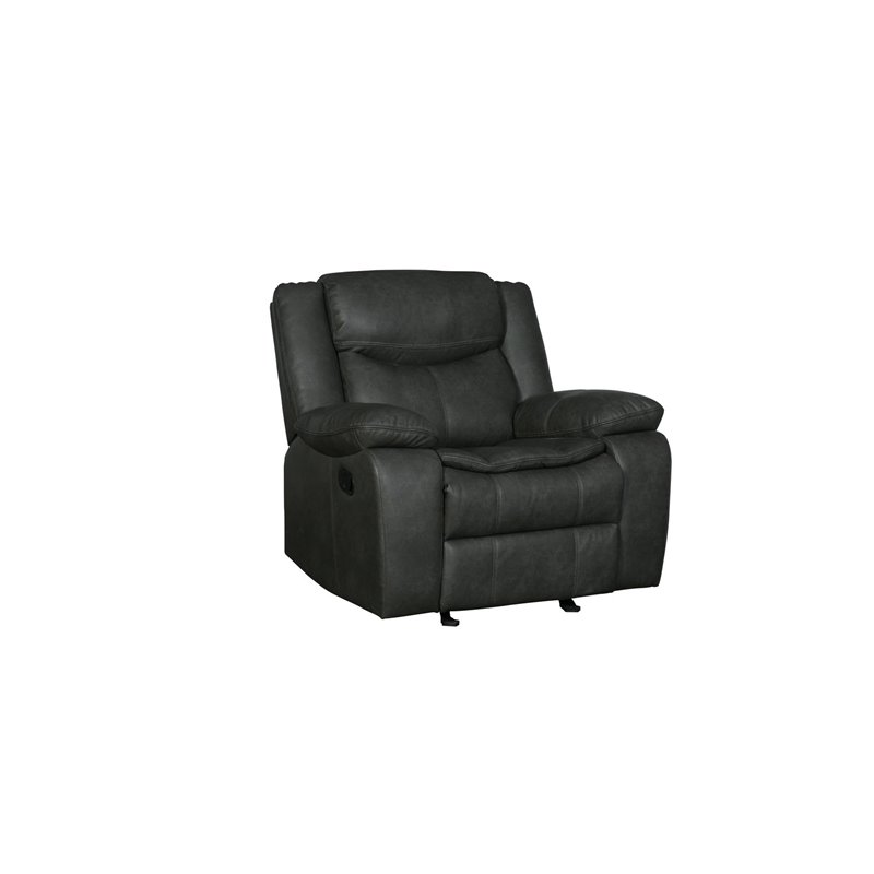 Titan Furnishings Transitional Faux Leather Reclining Sofa Set in Gray