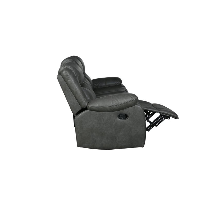 Titan Furnishings Transitional Faux Leather Reclining Sofa Set in Gray