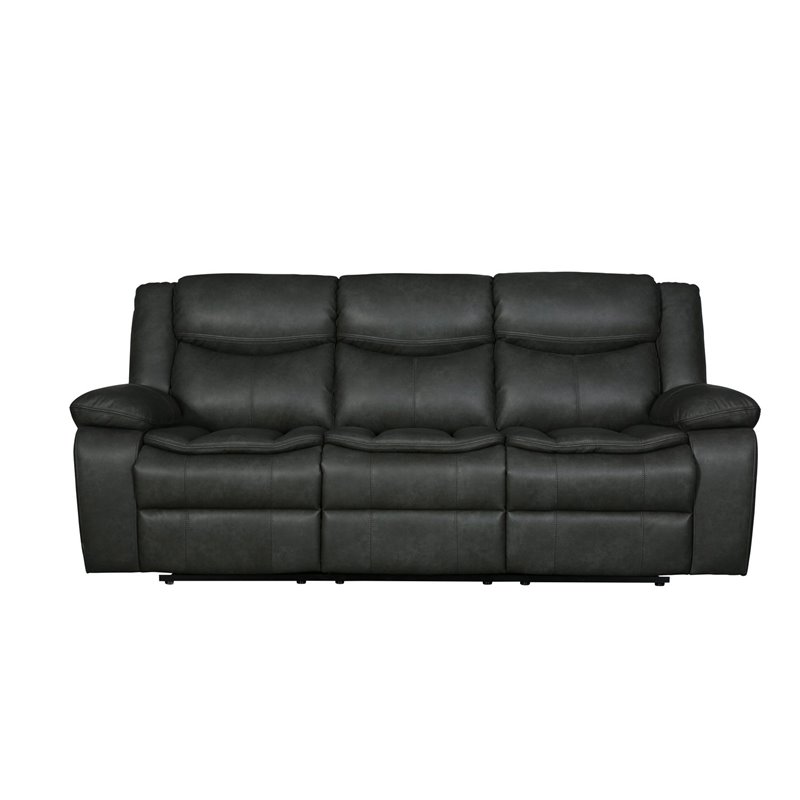 Titan Furnishings Transitional Faux Leather Reclining Sofa Set in Gray