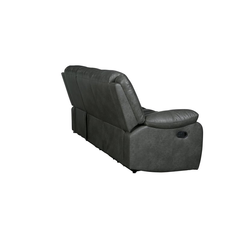 Titan Furnishings Transitional Faux Leather Reclining Sofa Set in Gray