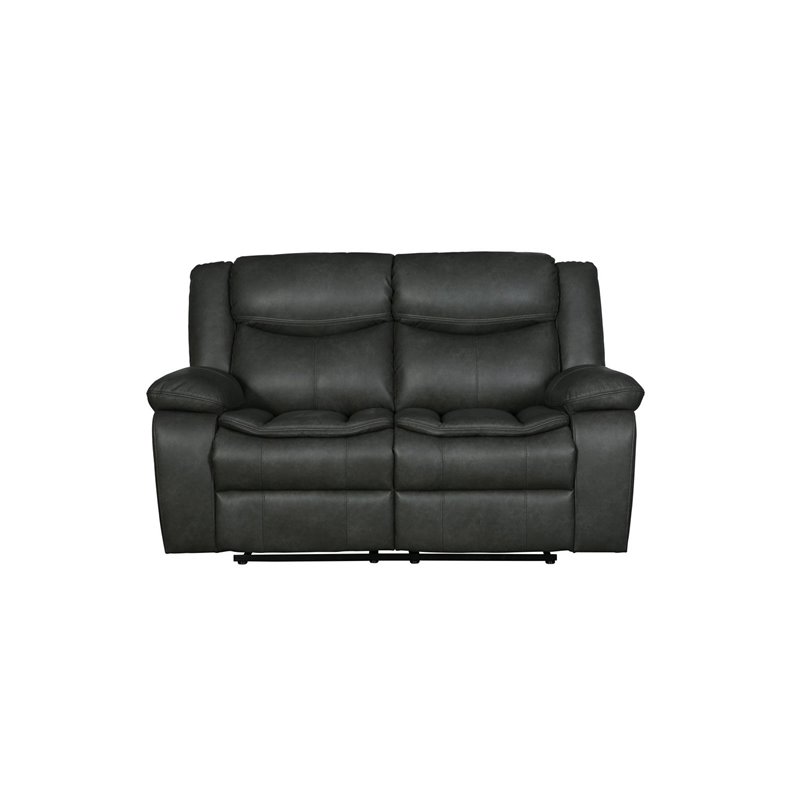 Titan Furnishings Transitional Faux Leather Reclining Sofa Set in Gray