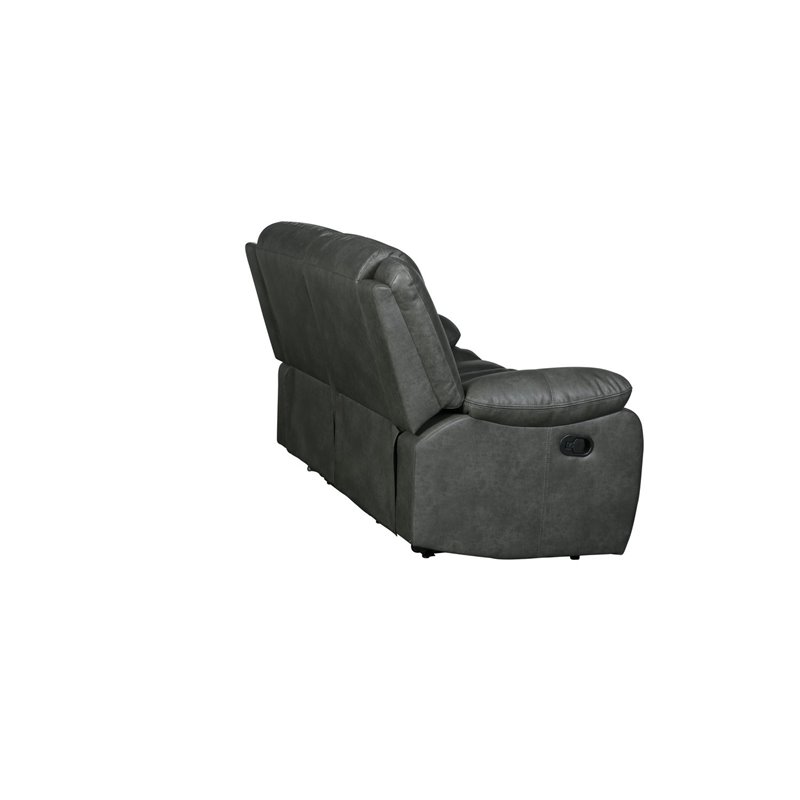 Titan Furnishings Transitional Faux Leather Reclining Sofa and Loveseat in Gray