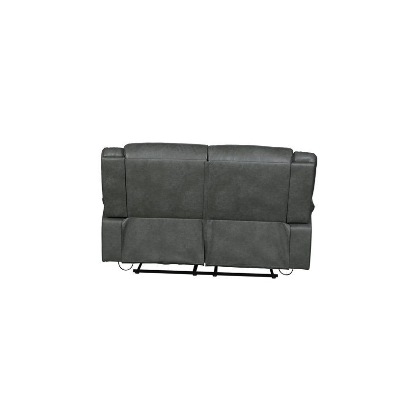 Titan Furnishings Transitional Faux Leather Reclining Sofa and Loveseat in Gray