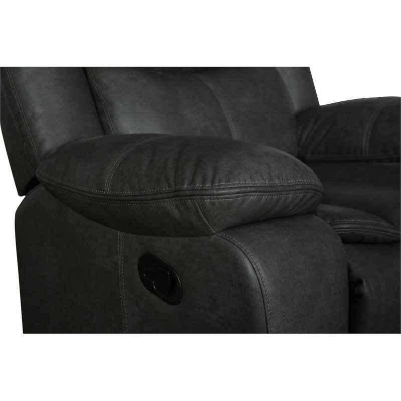 Titan Furnishings Transitional Faux Leather Reclining Sofa and Loveseat in Gray