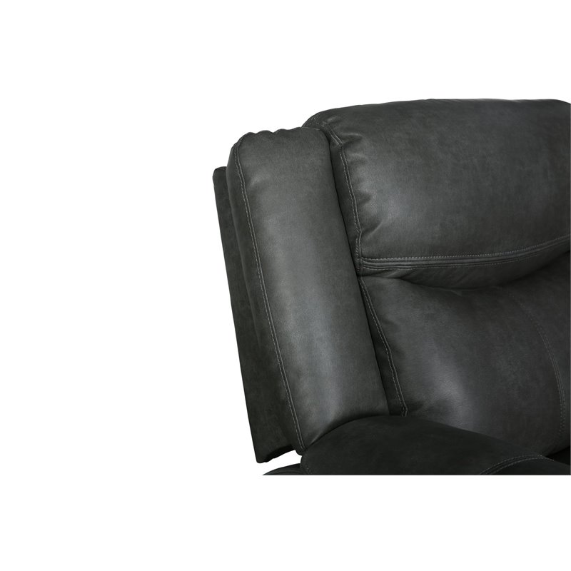 Titan Furnishings Transitional Faux Leather Reclining Sofa and Loveseat in Gray