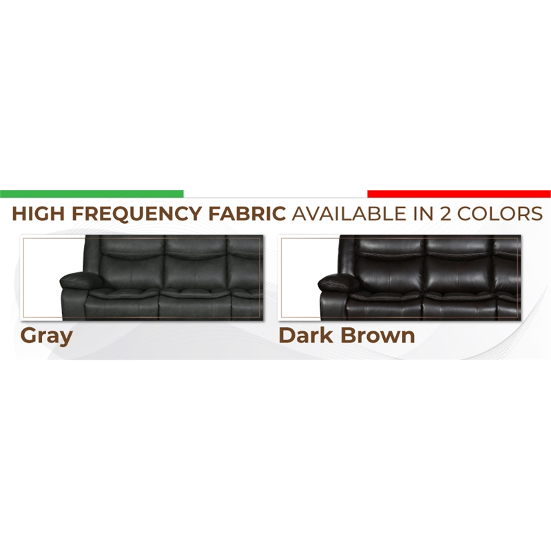Titan Furnishings Transitional Faux Leather Reclining Sofa and Loveseat in Gray