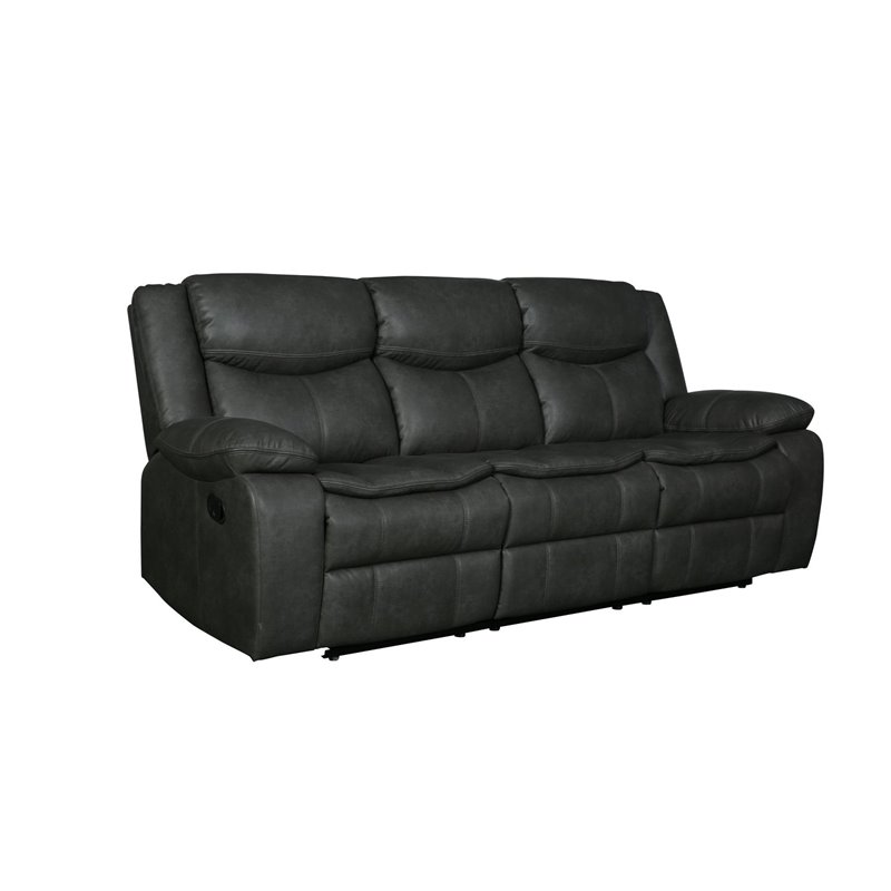 Titan Furnishings Transitional Faux Leather Reclining Sofa and Loveseat in Gray