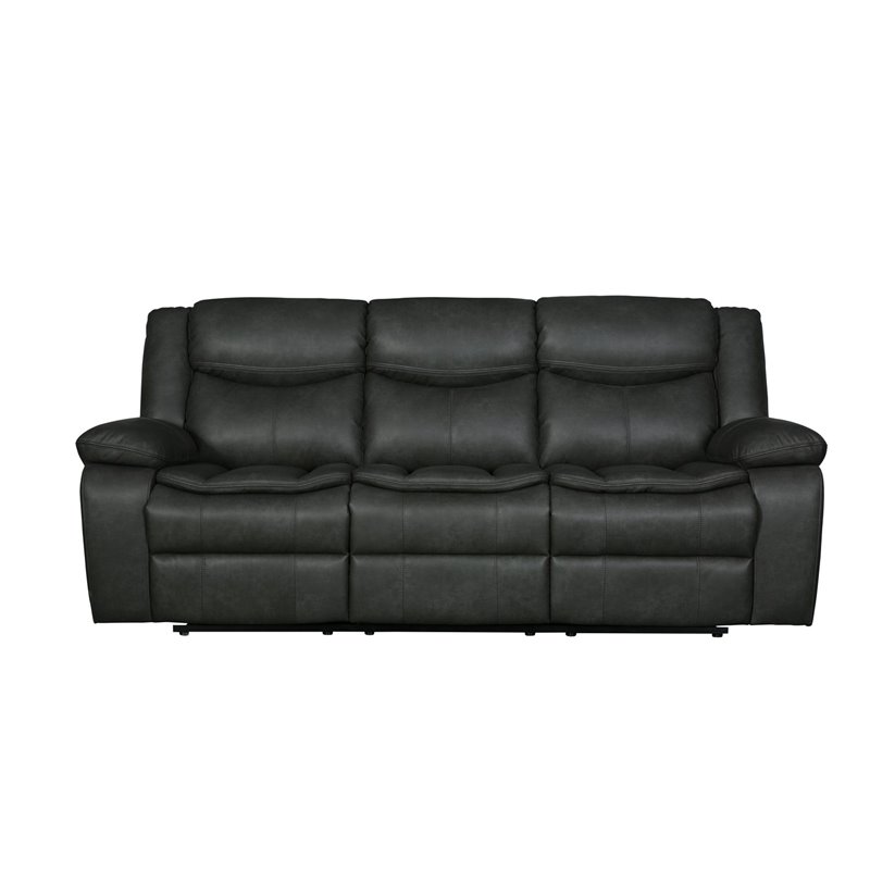 Titan Furnishings Transitional Faux Leather Reclining Sofa and Loveseat in Gray