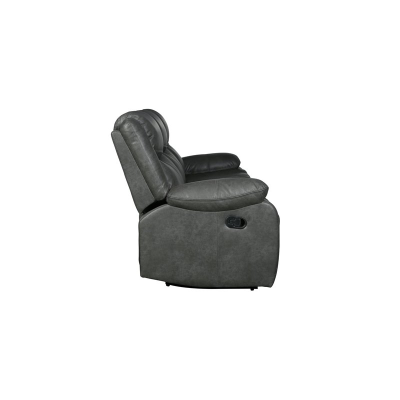 Titan Furnishings Transitional Faux Leather Reclining Sofa and Loveseat in Gray