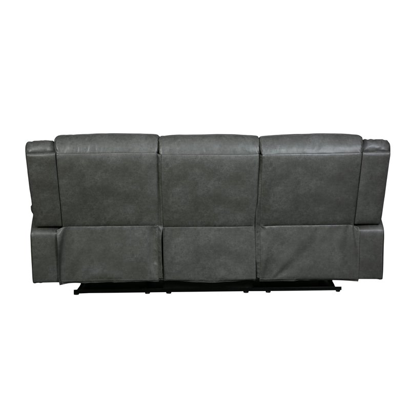 Titan Furnishings Transitional Faux Leather Reclining Sofa and Loveseat in Gray