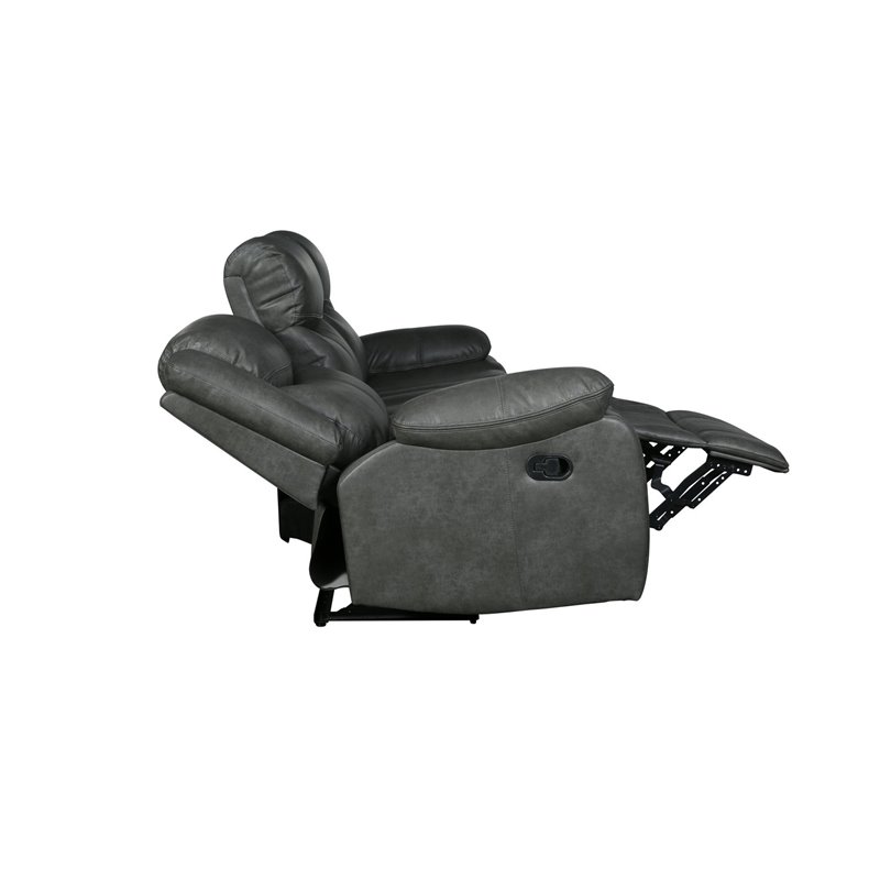 Titan Furnishings Transitional Faux Leather Reclining Sofa and Loveseat in Gray
