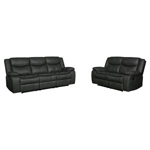 titan furnishings transitional faux leather reclining sofa and loveseat in gray