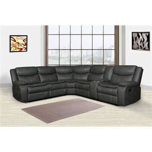 Titan Furnishings Transitional Faux Leather Reclining Sectional in Gray