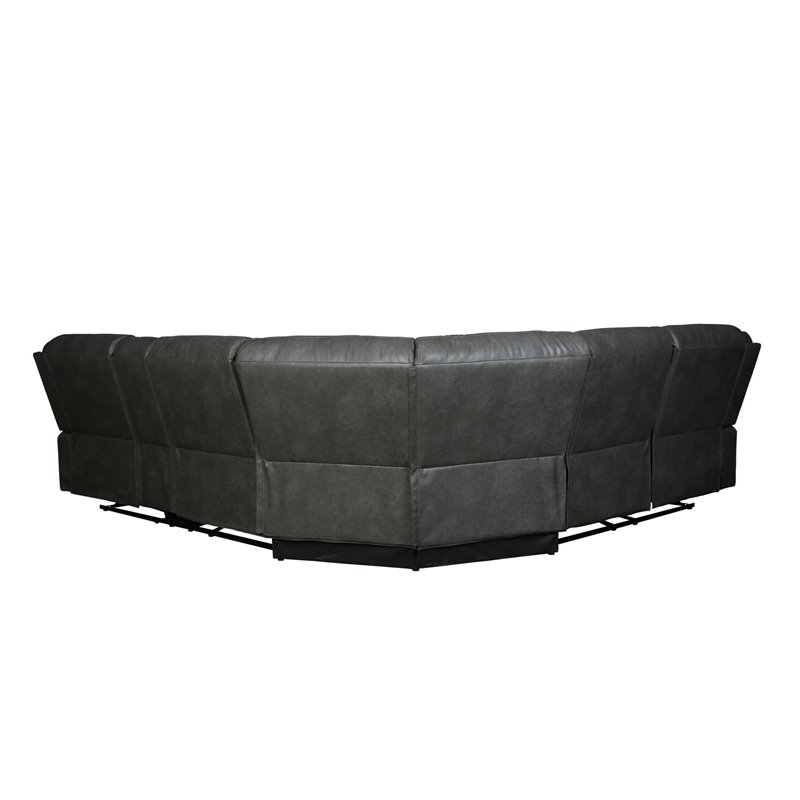 Titan Furnishings Transitional Faux Leather Reclining Sectional in Gray