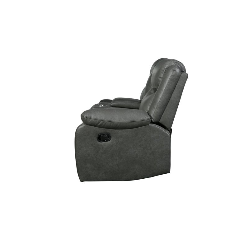 Titan Furnishings Transitional Faux Leather Reclining Sectional in Gray