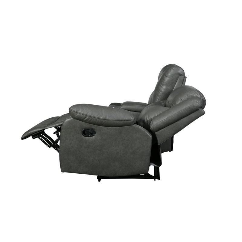 Titan Furnishings Transitional Faux Leather Reclining Sectional in Gray