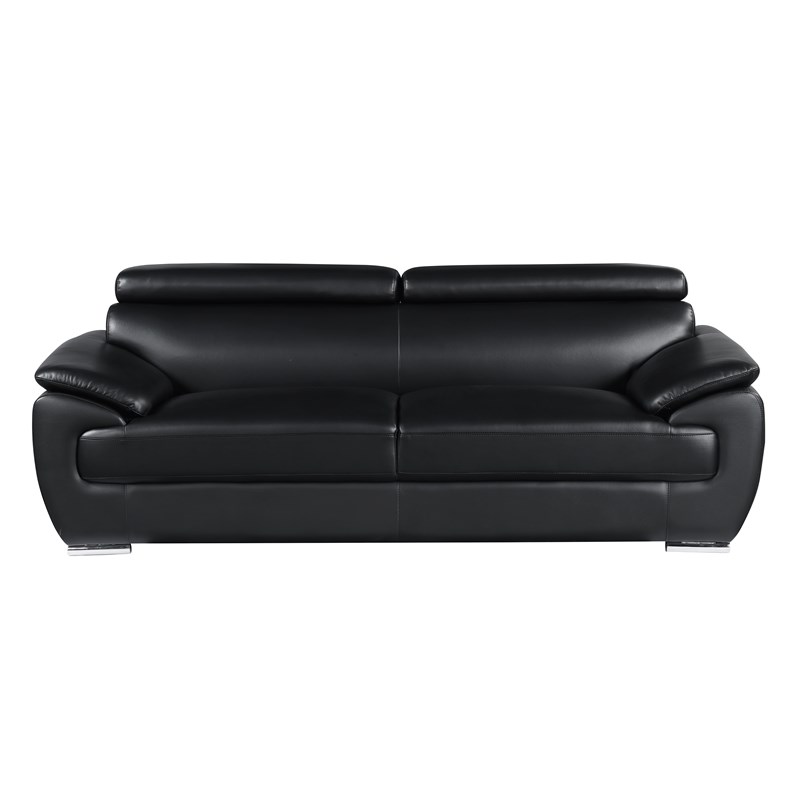 Titan Furnishings Modern Leather Upholstered Recliner Sofa Set in Black