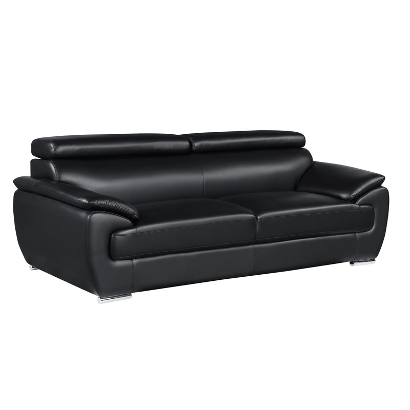 Titan Furnishings Modern Leather Upholstered Recliner Sofa Set in Black