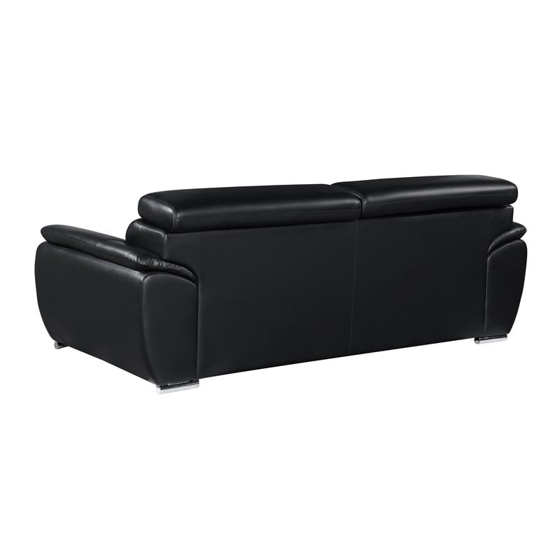 Titan Furnishings Modern Leather Upholstered Recliner Sofa Set in Black