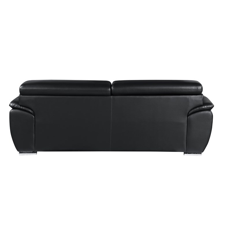 Titan Furnishings Modern Leather Upholstered Recliner Sofa Set in Black