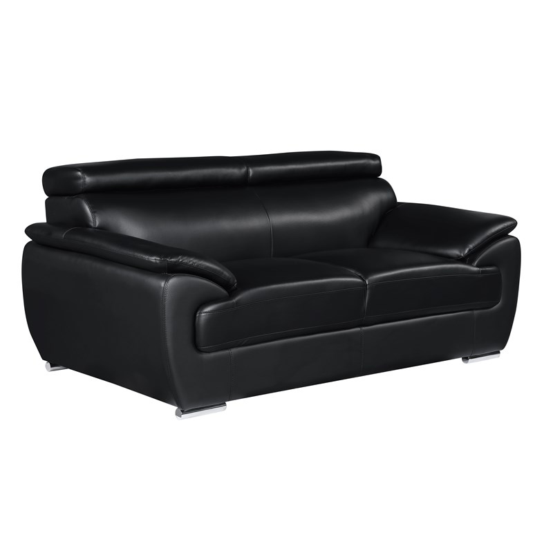 Titan Furnishings Modern Leather Upholstered Recliner Sofa Set in Black