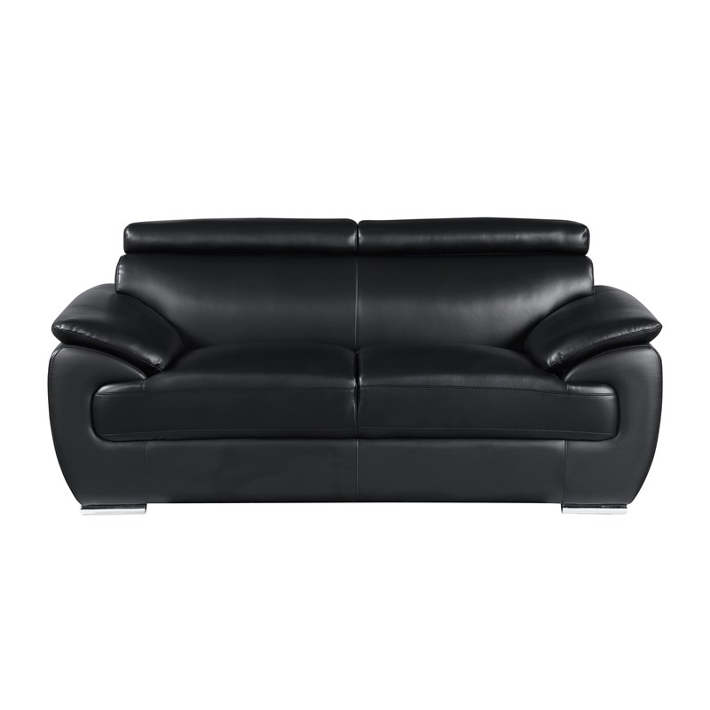 Titan Furnishings Modern Leather Upholstered Recliner Sofa Set in Black