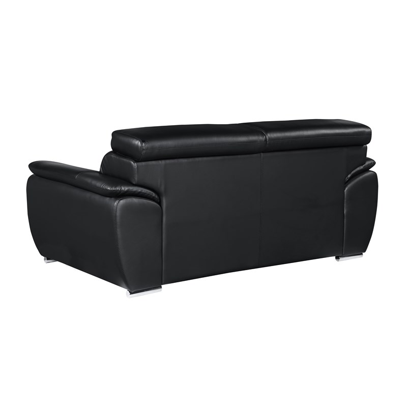 Titan Furnishings Modern Leather Upholstered Recliner Sofa Set in Black