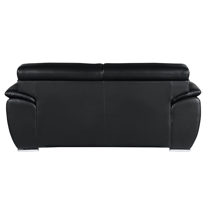 Titan Furnishings Modern Leather Upholstered Recliner Sofa Set in Black