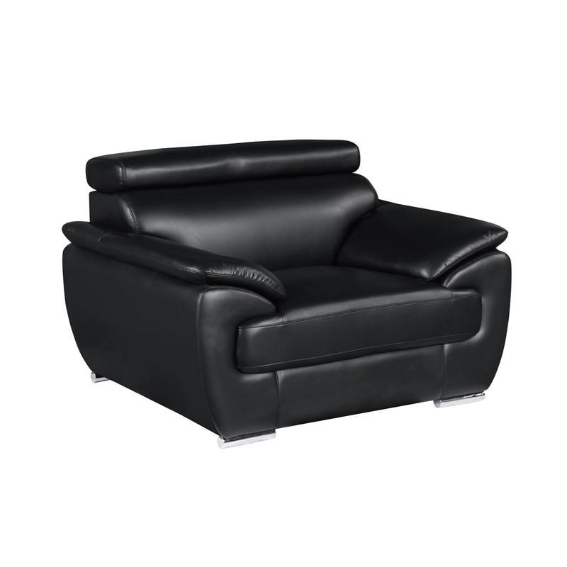 Titan Furnishings Modern Leather Upholstered Recliner Sofa Set in Black