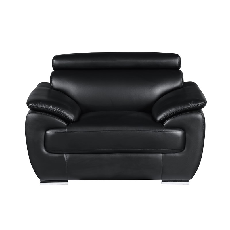 Titan Furnishings Modern Leather Upholstered Recliner Sofa Set in Black