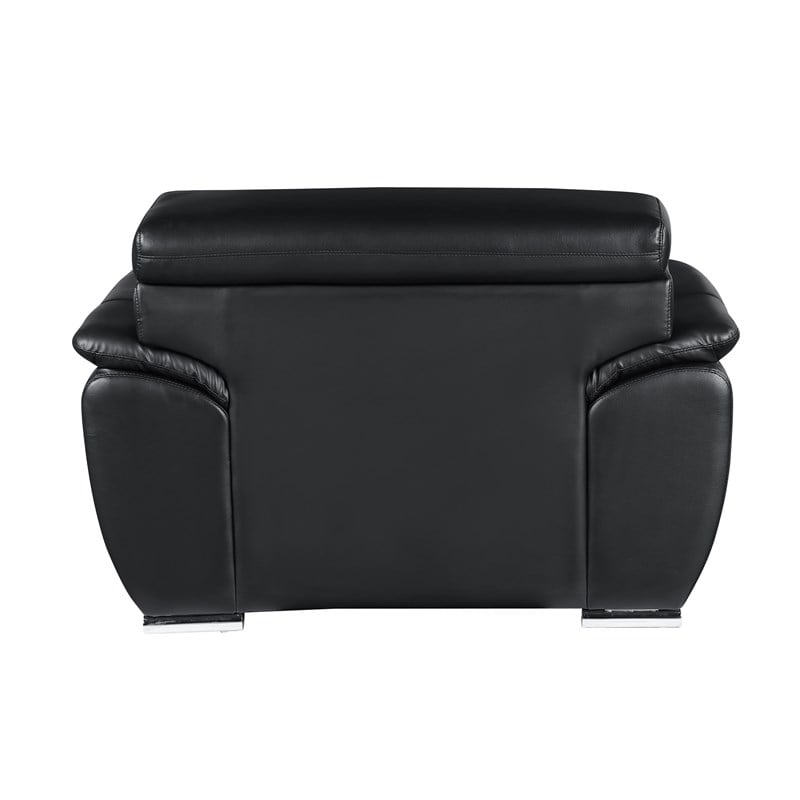 Titan Furnishings Modern Leather Upholstered Recliner Sofa Set in Black