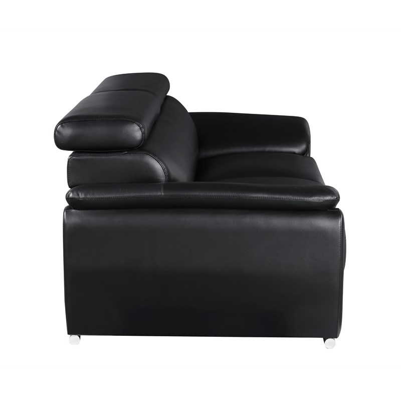 Titan Furnishings Modern Leather Upholstered Recliner Sofa Set in Black