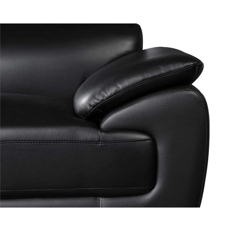 Titan Furnishings Modern Leather Upholstered Recliner Sofa Set in Black