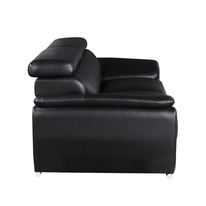 Titan Furnishings Modern Leather Sofa and Loveseat Set in Black
