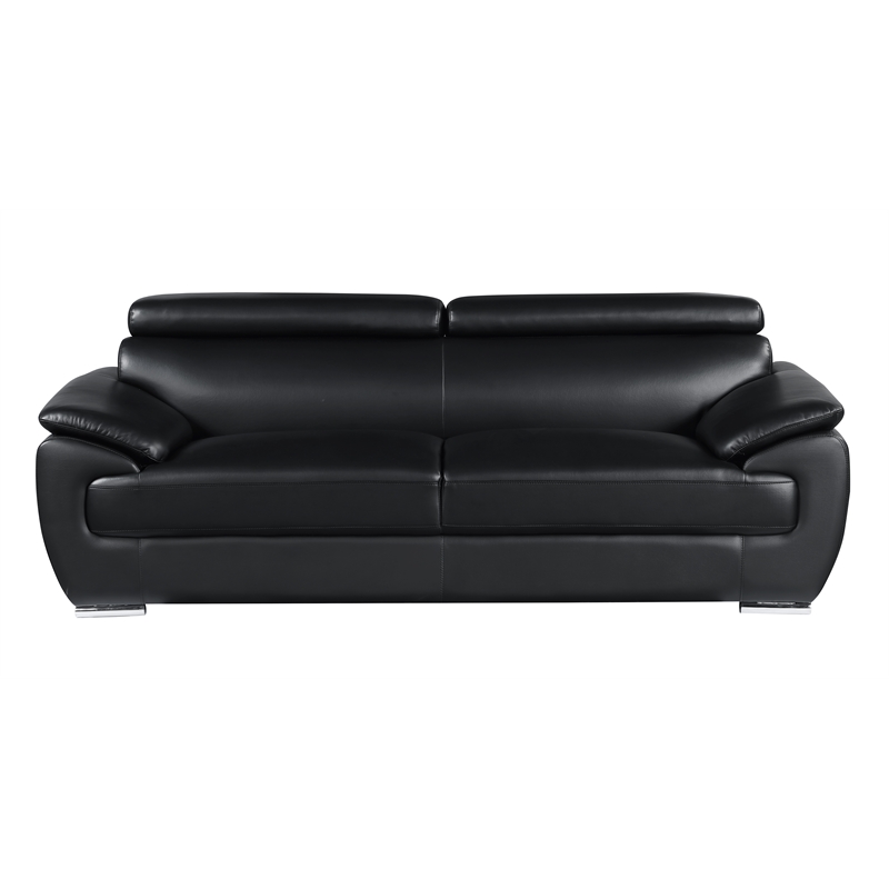 Titan Furnishings Modern Leather Sofa and Loveseat Set in Black