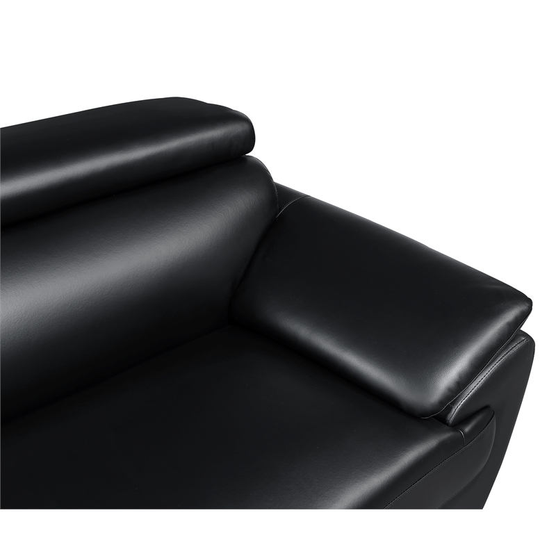Titan Furnishings Modern Leather Upholstered Recliner Loveseat in Black