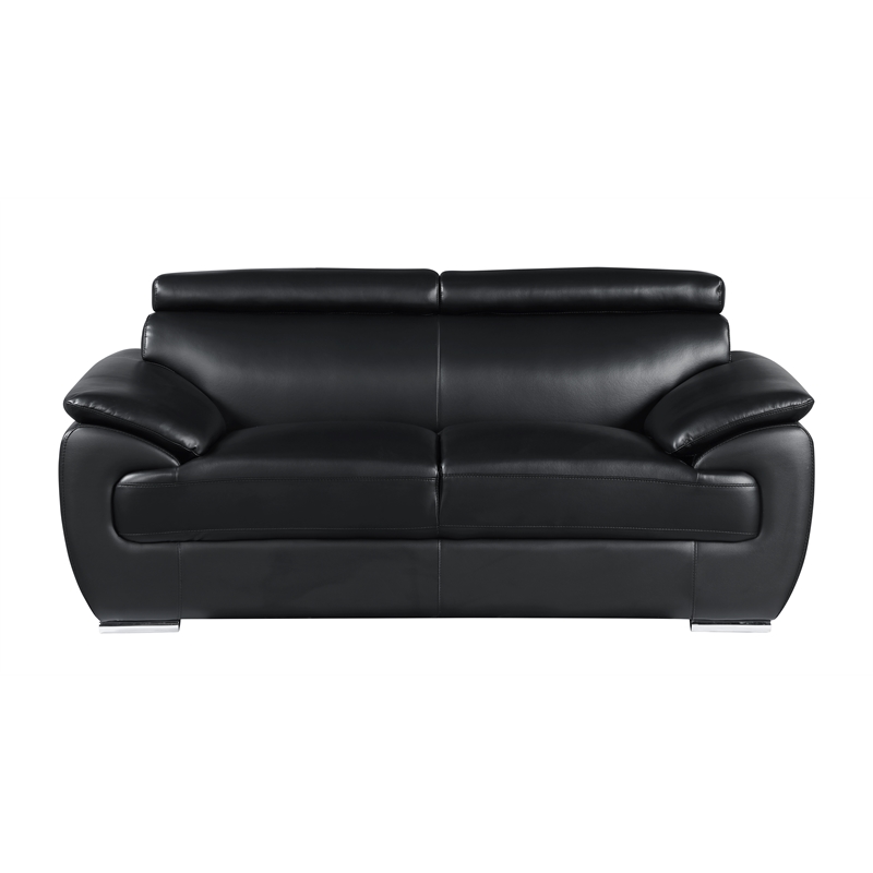Titan Furnishings Modern Leather Upholstered Recliner Loveseat in Black