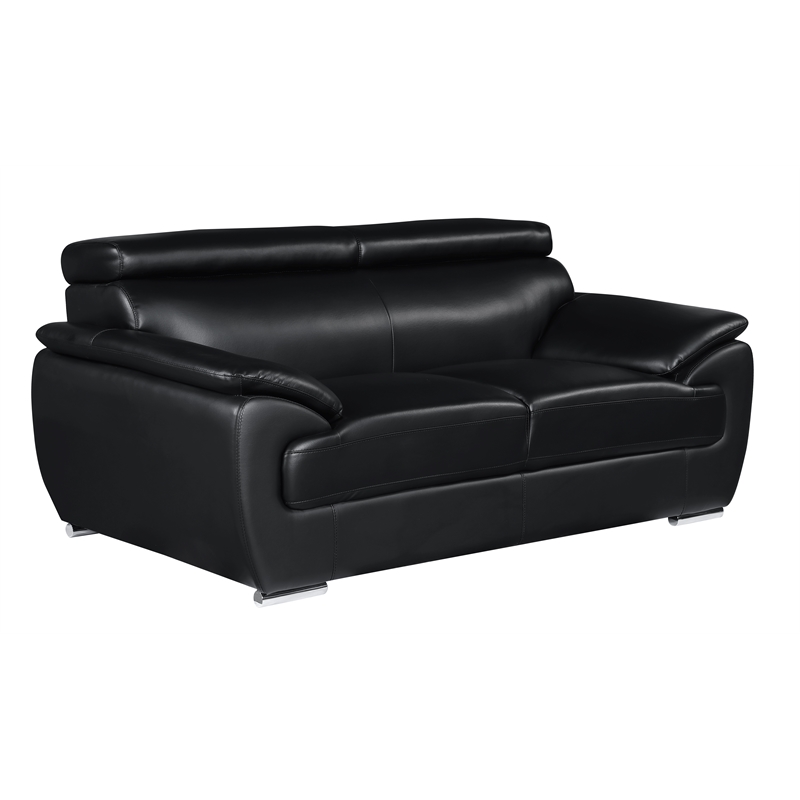 Titan Furnishings Modern Leather Upholstered Recliner Loveseat in Black