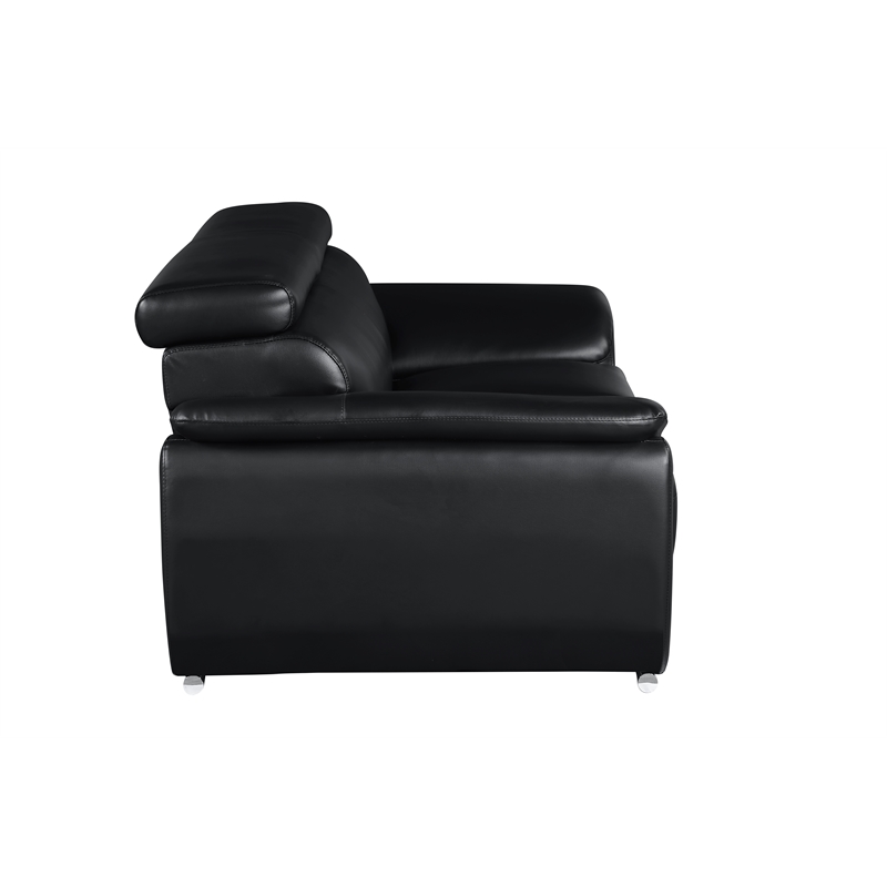 Titan Furnishings Modern Leather Upholstered Recliner Loveseat in Black