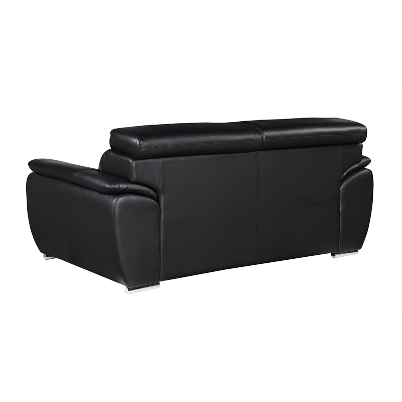 Titan Furnishings Modern Leather Upholstered Recliner Loveseat in Black