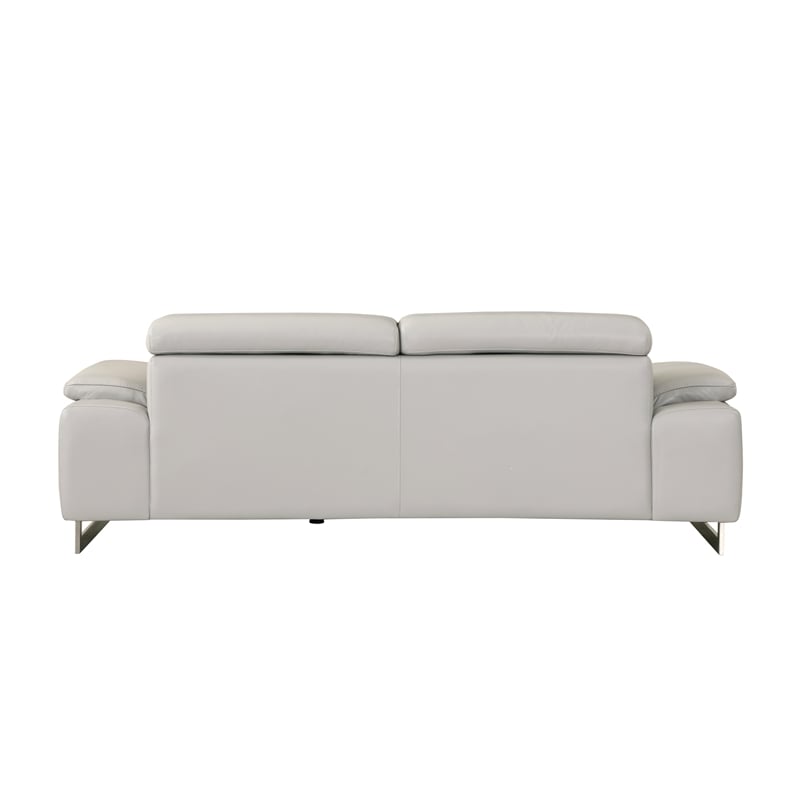 Titan Furnishings Genuine Italian Leather Upholstered Sofa Set in Light Gray