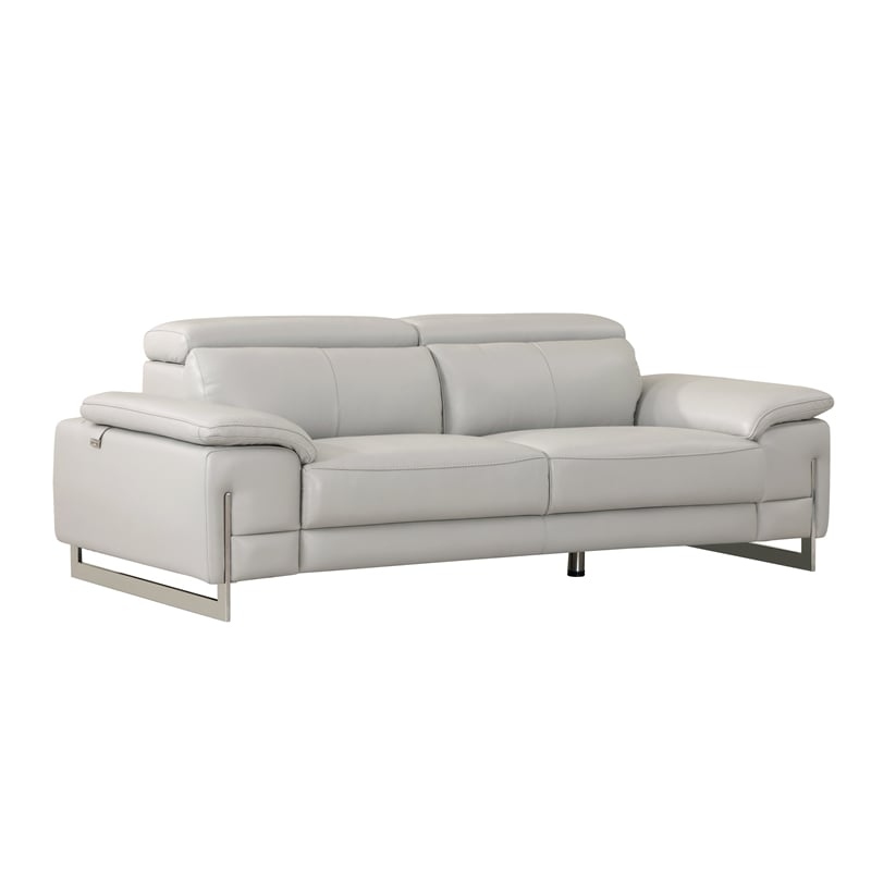 Titan Furnishings Genuine Italian Leather Upholstered Sofa Set in Light Gray