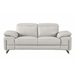 Titan Furnishings Genuine Italian Leather Upholstered Sofa Set in Light Gray