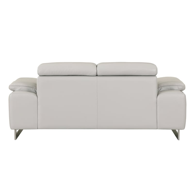 Titan Furnishings Genuine Italian Leather Upholstered Sofa Set in Light Gray