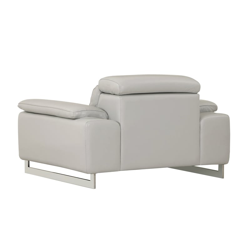 Titan Furnishings Genuine Italian Leather Upholstered Sofa Set in Light Gray