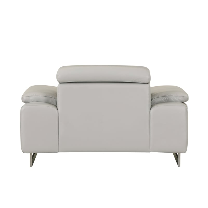 Titan Furnishings Genuine Italian Leather Upholstered Sofa Set in Light Gray