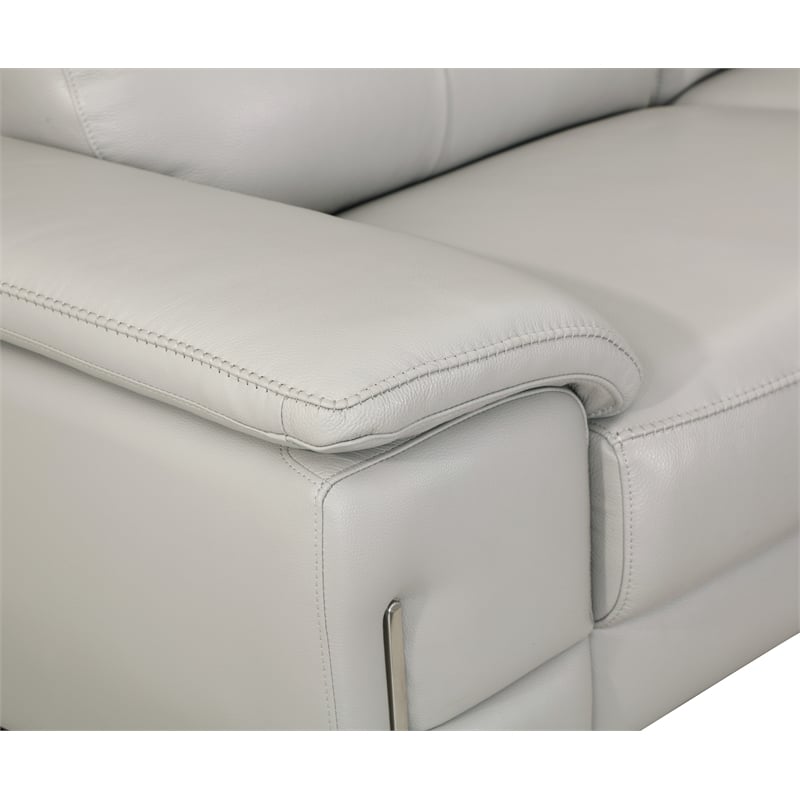 Titan Furnishings Genuine Italian Leather Upholstered Sofa Set in Light Gray