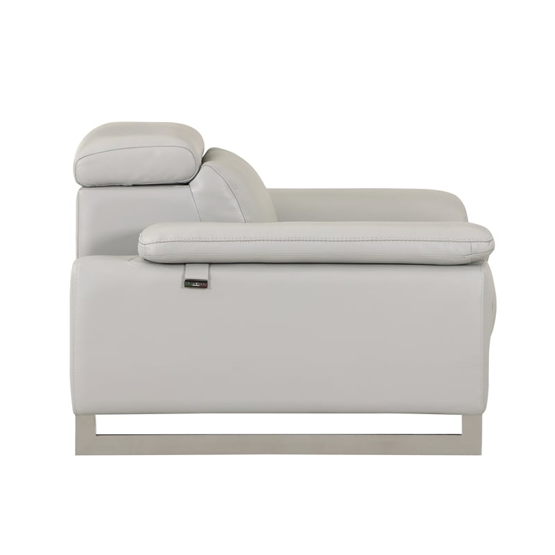 Titan Furnishings Genuine Italian Leather Upholstered Sofa Set in Light Gray